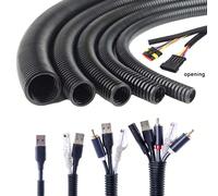 Tubo di conduzione Lunghezza 3 metri, diametro esterno 7/10/13/15/18 mm, tubo in polietilene nero fessura per canaline Tubo corrugato in plastica nera, apertura 13 mm, 3 metri,Tubo corrugato in plasti