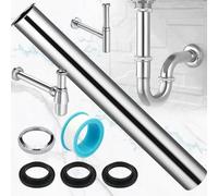 Tubo di Prolunga per Sifone da 300 mm Adatto per lavello da cucina -Con Superficie Cromata Resistente Alla Corrosione, 300mm Canotto per Sifone per Lavandino Set Completo di Strumenti di Installazione