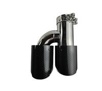 Tubo di Scarico 1 Pz Universale Auto Coda Gola Silenziatore Lunghezza Brunitura A Forma Di H Doppio Fuori Twill Lucido Punta Marmitta Scarico(60mm-101mm-Right)