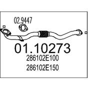 Tubo di scarico anteriore per silenziatore centrale 01.10273 MTS per HYUNDAI KIA