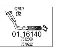 Tubo di scarico anteriore per silenziatore centrale 01.16140 MTS per FIAT LANCIA