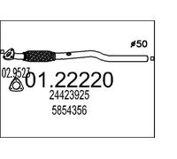 Tubo di scarico anteriore per silenziatore centrale 01.22220 MTS per OPEL