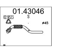 Tubo di scarico anteriore per silenziatore centrale 01.43046 MTS per OPEL