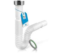 Tubo di scarico flessibile 1 1/4" | Sifone per lavandino | 5/4" - diametro: 32 mm | Anti-odore | Semplice montaggio senza utensili | Estensibile da 390 - 865 mm (5/4” - 32 mm)
