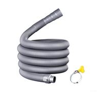Tubo di scarico flessibile ed elastico per lavatrice e lavastoviglie, con fascette stringitubo, materiale plastico PE, lunghezza 60 cm/80 cm/100 cm, colore grigio per un collegamento sicuro a prova di