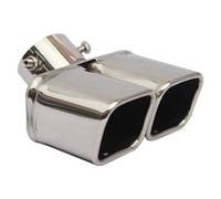 Tubo di scarico Kit di puntali per rifinitura finale per automobile, silenziatore scarico doppio per tubo universale per auto(D'argento)