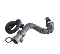 Tubo di scarico per lavello da cucina G1-1/2 flessibile in plastica PP con connessione troppopieno, sifone per lavello grigio e kit di scarico per lavabo singolo