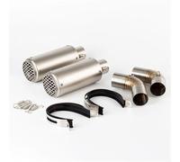 Tubo di Scarico per Moto per Ducati 950 Hypermotard 950 2019 2020 2021 2022 2023 2024 Scarico Doppio Silenziatore Tubo di Collegamento Slip On Tubo di Collegamento Silenziatore(Silver)