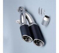 Tubo di Scarico per Moto Silenziatore Universale per Scarico Moto da 51 Mm A Doppio Foro per Honda CM300, per Kawasaki, per NINJA350 400 per Yamaha R3(Black Silver)