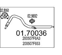 MTS Tubo di scarico posteriore 01.70036 per NISSAN Terran3.0D