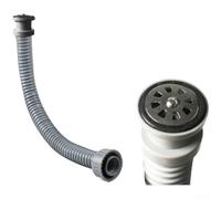 Tubo di troppopieno per lavello, 60 mm, in polipropilene, filettatura G1-1/2, con anima in filo di acciaio, tubo flessibile per la gestione dell'acqua di drenaggio del bacino della cucina