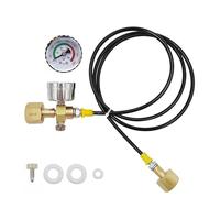 Tubo Flessibile ad Alta Pressione per CO2 1.5m con Manometro da 3500 PSI e Valvola di Sicurezza, Due Filettature in Ottone W21.8-14 per Stazioni di Rifornimento di CO2, Erogazione di Argon e Azoto