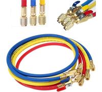 Tubo Flessibile Di Carica Refrigerante R134A R12 R22 Con Valvola A Sfera, Manometro For Collettore Di Aria Condizionata Refrigerante, Set Di Tubi Flessibili Con Filettatura Da 1/4", 60".