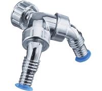 Bocchetta doppia per sifone in polietilene da incasso, con valvola di non ritorno, per attacchi da 3/4" e 1", cromata