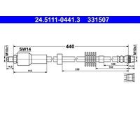 Tubo flessibile freno 24.5111-0441.3 ATE per CITROËN DS