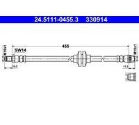 Tubo flessibile freno 24.5111-0455.3 ATE per RENAULT CLIO III Furgone/hatchback