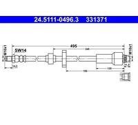 Tubo flessibile freno 24.5111-0496.3 ATE per CITROËN PEUGEOT DS