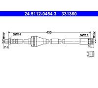 Tubo flessibile freno 24.5112-0454.3 ATE per FIAT PUNTO PUNTO Furgone/hatchback