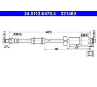 Tubo flessibile freno 24.5112-0470.3 ATE per PEUGEOT FIAT CITROËN