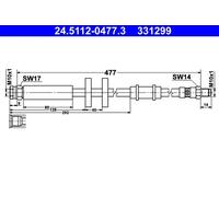 Tubo flessibile freno 24.5112-0477.3 ATE per PEUGEOT FIAT CITROËN