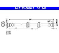 ATE Tubo flessibile del freno 24.5123-0610.3 posteriore per Mercedes-Benz Classe M/GL