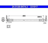 Tubo flessibile freno 24.5126-0474.3 ATE per MERCEDES-BENZ CLASSE A