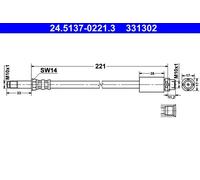 Tubo flessibile freno 24.5137-0221.3 ATE per BMW 3 Touring X1 3 Cabriolet 3 1