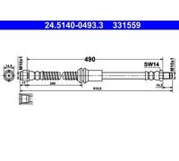 Tubo flessibile freno 24.5140-0493.3 ATE per MERCEDES-BENZ CLASSE GLK