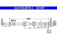 ATE 24.5140-0670.3 Flessibile del freno per AUDI
