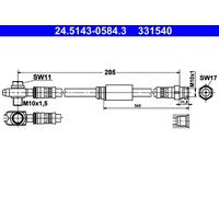 ATE Tubo freno 24.5143-0584.3 anteriore per VW Jetta IV, Beetle, Golf VI Variant