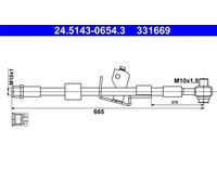 Tubo flessibile freno 24.5143-0654.3 ATE per OPEL CHEVROLET VAUXHALL