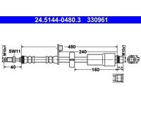 Tubo flessibile freno 24.5144-0480.3 ATE per PEUGEOT CITROËN DS