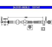 Tubo flessibile freno 24.5151-0638.3 ATE per PEUGEOT CITROËN