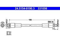 Tubo flessibile freno 24.5154-0190.3 ATE per AUDI A8 D3