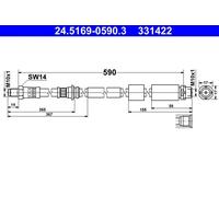 Tubo flessibile freno 24.5169-0590.3 ATE per BMW 1 3 3 Touring 2 Coupé 4 Coupé