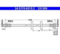 Tubo flessibile freno 24.5170-0315.3 ATE per AUDI VW SEAT