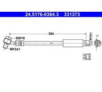 Tubo flessibile freno 24.5176-0384.3 ATE per OPEL SAAB CHEVROLET