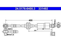 Tubo flessibile freno 24.5176-0400.3 ATE per OPEL CHEVROLET