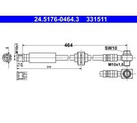 ATE Tubo flessibile freno 24.5176-0464.3 per Opel Insignia A