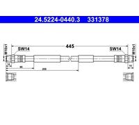 Tubo flessibile freno 24.5224-0440.3 ATE per VW TRANSPORTER T3 Autobus