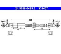 Tubo flessibile freno 24.5289-0495.3 ATE per VW CADDY III MPV / Space wagon