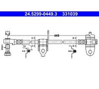 Tubo flessibile del freno ATE 24.5299-0449.3, sinistro