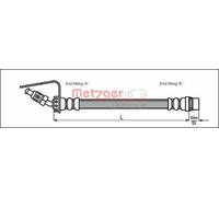 Tubo flessibile freno 4114761 METZGER per RENAULT OPEL