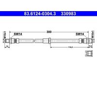 Tubo flessibile freno 83.6124-0304.3 ATE per VOLVO V70 II S60 I
