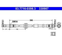 Tubo flessibile freno 83.7716-0398.3 ATE per VOLVO C70 II Cabriolet V50 S40 II