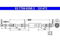 Tubo flessibile freno 83.7769-0398.3 ATE per FORD C-MAX II GRAND C-MAX FOCUS III