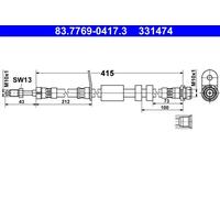 Tubo flessibile freno 83.7769-0417.3 ATE per FORD KUGA II KUGA II VAN