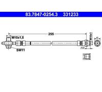 Tubo flessibile freno 83.7847-0254.3 ATE per VW SKODA AUDI SEAT