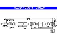 Tubo flessibile freno 83.7847-0543.3 ATE per AUDI VW SEAT SKODA