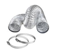 Tubo flessibile in alluminio, 1,5 m-5 m, Ø80-200 mm, for asciugatrici, cappe da cucina, aria condizionata, 2 morsetti in acciaio inox inclusi, resistente al calore(150mm 5m)